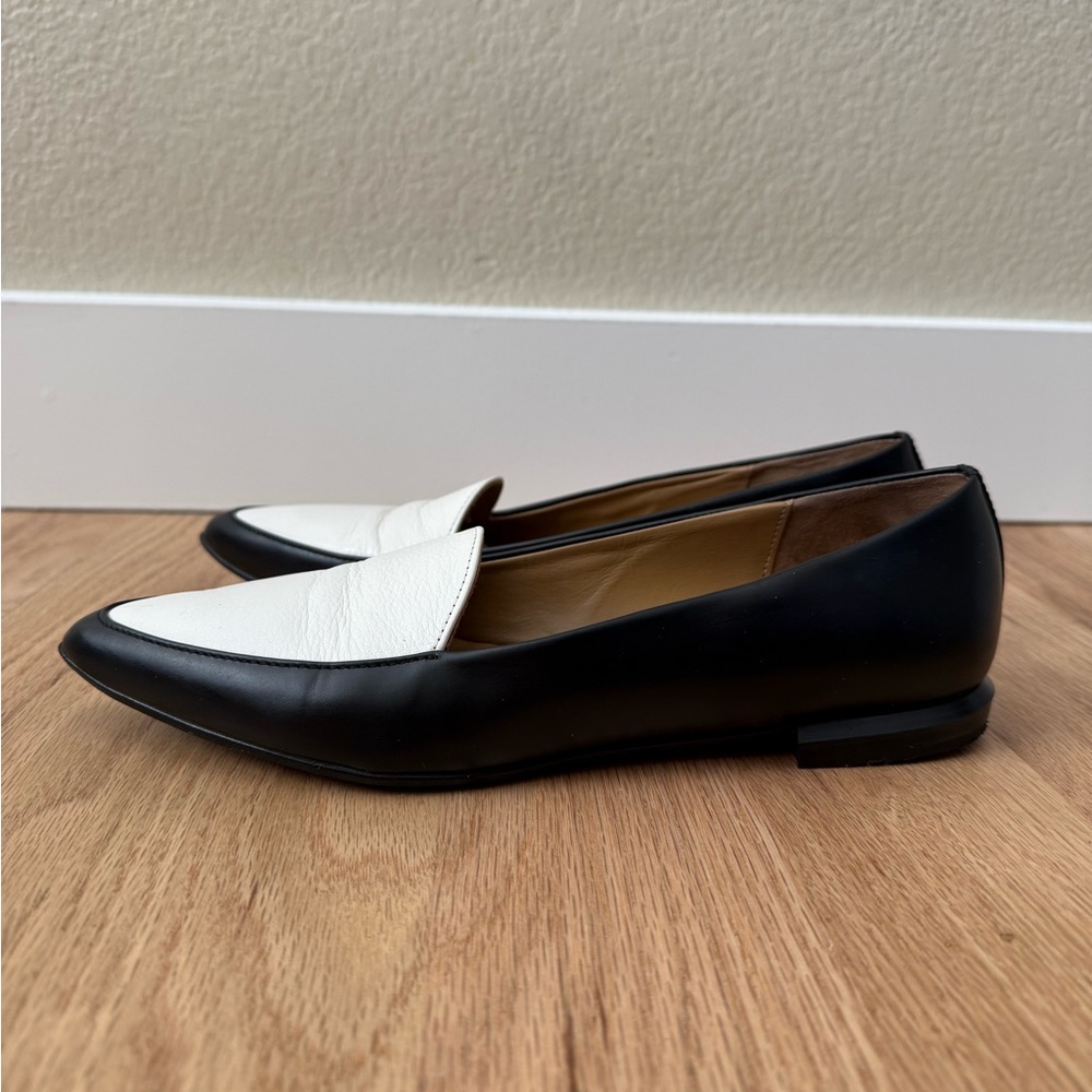 Everlane Leather The Modern Point Loafers Flats Black White Size 9 - Picture 5 of 12